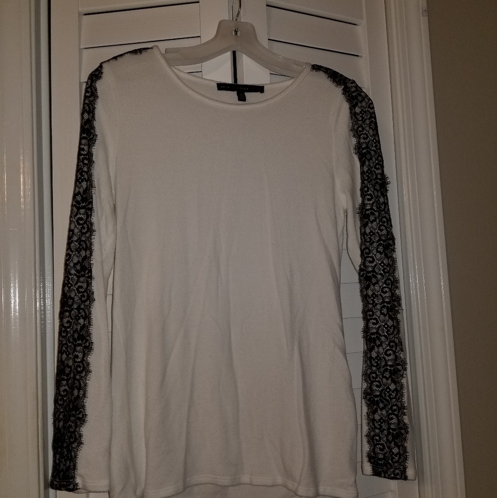 White house Black Marker Lacr trim sweater
